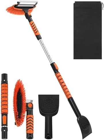 Ordenado 43" Snow Brush and Ice Scraper - Extendable Snow Scrapers and Cleaner for Car Windshield, 180° Pivoting Window Snowbrush with Foam Grip, Long Winter Broom Brushes for SUV, Truck, Auto Vehicle
