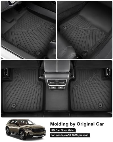 Powerty Floor Mats for 2023-2026 2027 Mazda CX50 CX-50 All Weather 3D TPE Anti-Slip Car Liners for 1st & 2nd Row Accessories