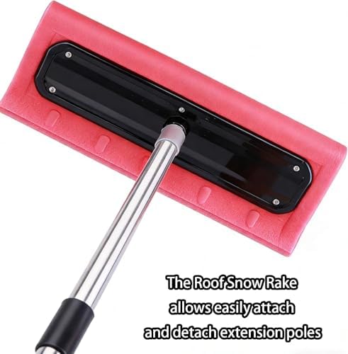 Foam Head Roof Snow Rake, Snow Roof Rake Head,S-Shape Extra-Wide 15.7-Inch Scratch-Free Foam Broom Scraper, Snows Foams Broom Scraper Pusher Lightweight No-Scratch Snows Brush for Vehicles (1Pc)