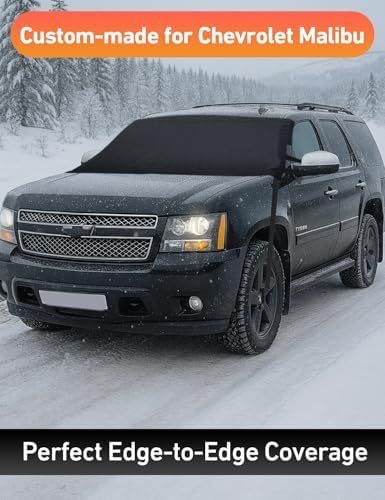 EcoNour Car Snow Cover Compatible for Chevrolet Tahoe | Windshield Cover for Ice and Snow with S-Hook Straps | Heavy-Duty 600D Oxford Winter Car Cover, Waterproof & Anti-Slip