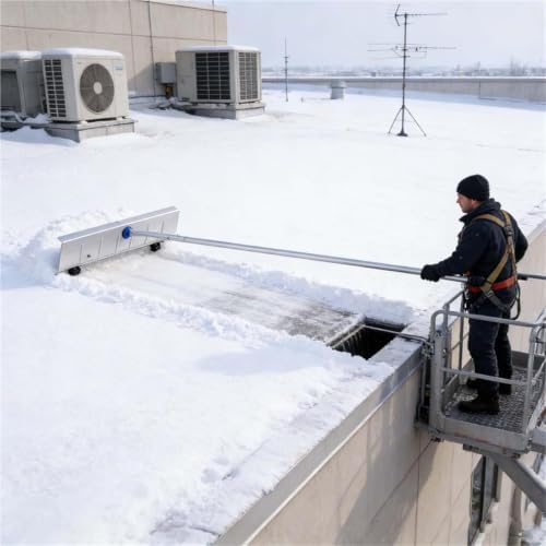 Aluminum Roof Snow Rake , Telescoping Pole Extends 147-607Cm