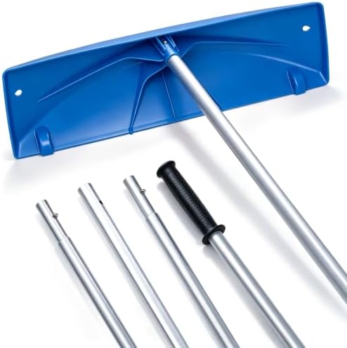 Outvita 18.4FT Snow Roof Rake, 24 in PP Plastic Blade with Wheels, Blue
