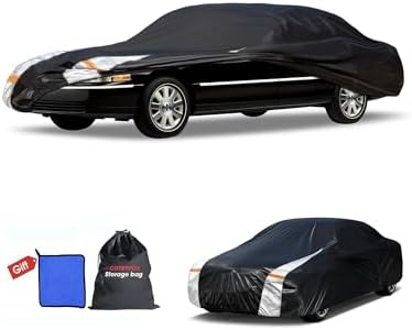 Multi-Layer Car Cover Custom Fit for Lincoln Town(1981-2011), 100% Waterproof All Weather for Automobiles, Gift with Towel, Heavy Duty Car Covers for Rain Sun UV Protection with Door Zipper.