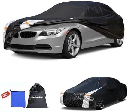 10 Layers Car Cover Custom Fit for BMW Z4 2017-2026 100% Waterproof All Weather Automobiles, Gift with Towel, Heavy Duty Car Covers for Rain Sun UV Protection with Door Zipper.