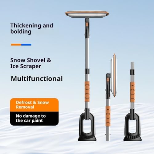 Strong Collapsing Vehicle Snow Shovel Weather Immune Aluminum Alloy Wide Drill for Quick Ice Extracting on Automobiles Trucks and Backpacking Use Telescopic Car Ice Collector