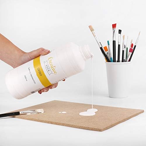 Creative Deco 33.81 oz White Gesso Acrylic Primer | Paint Undercoat Medium