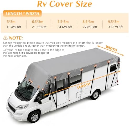 2026 Upgraded Heavy Duty RV Roof Cover,3000PA Waterproof Camper Top Cover with 16 Adjustable Buckles & 16 Reflective Reinforcement,16ft to 44ft for Travel Trailer Pop-Up Camper