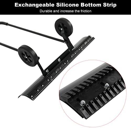 TUFFIOM Snow Pusher Shovel for Driveway with Wheels, 29"/39" Wide Heavy Duty Push Snow Plow Shovel, Wheeled Rolling Snow Shovels for Removal Adjustable Angle & Height Handle (Black(39 inch))