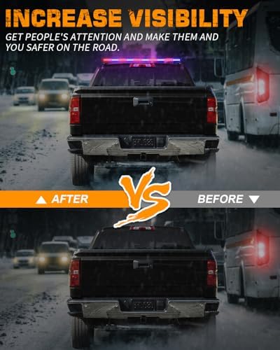 XRIDONSEN 45.5" LED Roof Strobe Light Bar, 128 LED Top Double Side Lights