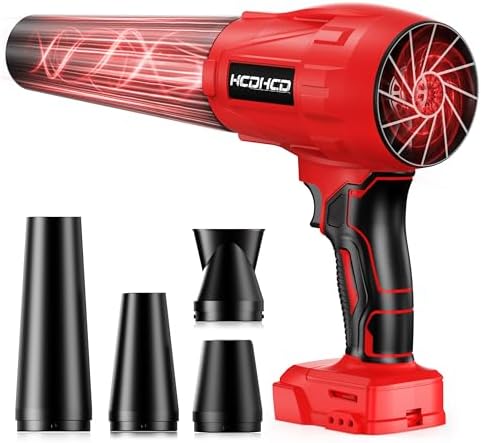 Cordless Leaf Blower Compatible with Milwaukee 18V Battery, 720 CFM 180 MPH Handheld Turbo Jet Blower with 4 Nozzles for Yard Care, Car Drying, Electric Blower (Tool Only)