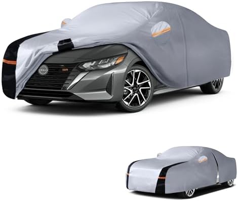 Multi-Layer Car Cover Custom Fit for Nissan Sentra(1999-2026), 100% Waterproof All Weather for Automobiles, Gift with Towel, Heavy Duty Car Covers for Rain Sun UV Protection with Door Zipper