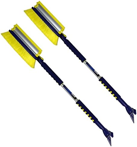 Michelin Snow Brush for Car Windshield (Pack of 2) - Snow and Ice Scraper with 43–63" Extendable Handle, 13" Swivel Head with Squeegee, 5" Heavy Duty Ice Scraper for SUV, Truck, Van, Auto Cleaning