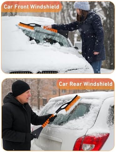 EcoNour 27" Car Snow Brush with Ice Scrapers for Car Windshield (3 Pack)