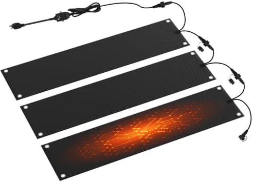 3 Pcs Heated Snow Melting Mats,10x48 in No-Slip Rubber Heated Outdoor Mats