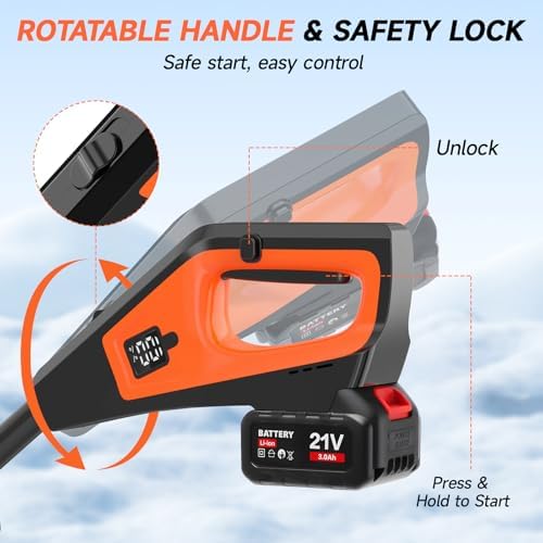 16" Cordless Snow Shovel, 3000mAh Battery Snow Blower, Lightweight Power Snow Thrower for Driveways & Sidewalks, Winter Snow Removal with Charger & 2 * 21V Batteries