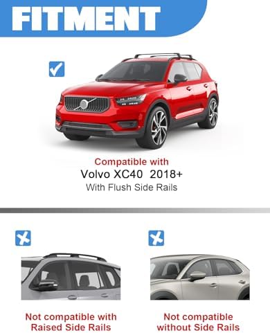 FengYu 330lbs Lockable Roof Rack Cross Bars for 2018-2026 Volvo XC-40 XC40