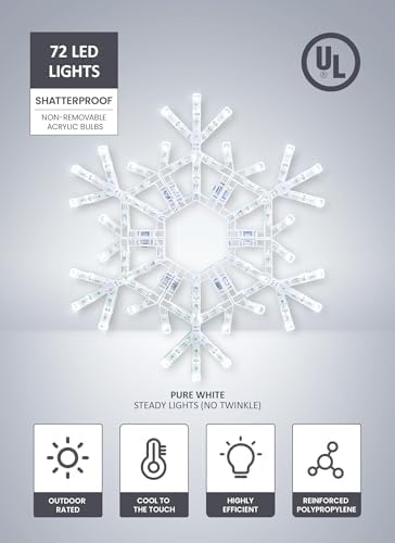 Brightown Christmas Lights Outdoor, 72 LED 20" Folding Big Snowflake Lights