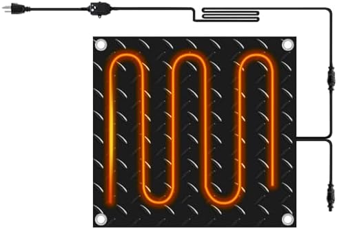 Riakrum 1 Pcs Heated Snow Melting Mats Outdoor, 30 x 30 in Winter Anti-Slip Heated Rubber Mat for Walkways Decks and Sidewalks, Electric Snow and Ice Melting Pads Connection with 9.84 ft Power Cord