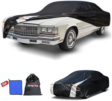 Multi-Layer Car Cover Custom Fit for Cadillac DeVille(1994-1999), 100% Waterproof All Weather for Automobiles, Gift with Towel, Heavy Duty Car Covers for Rain Sun UV Protection with Door Zipper.