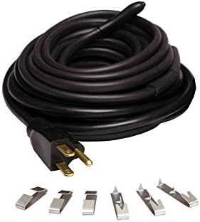 Wrap-On Roof and Gutter Deicing Cable - 60' Black Electric Heating Cord with 3 Prong Plug & 120 Volt Operation - 14061