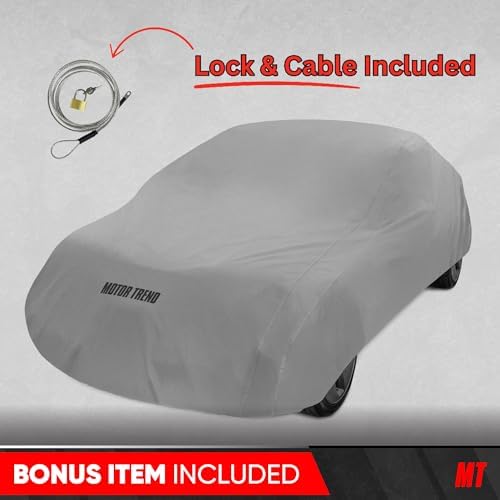 Motor Trend Breathable Lightweight Car Cover, Anti-Moisture Build-Up Water-Resistant Scratch-Resistant Travel-Friendly, Universal Fit for Cars SUVs Trucks Vans All-Weather Outdoor/Indoor, (XL) 210" L