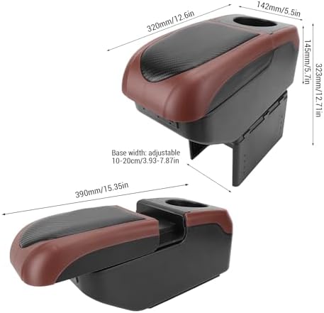 Universal Car Armrest Box with 5 USB ports and 1 Type-C port Double Layer Car Organizers and Storage Car Arm Rest Console Organizer for SUV Truck Car (Brown)