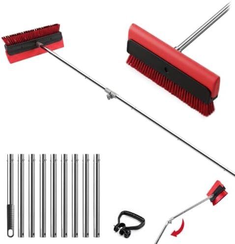 2-in-1 Roof Rake for Snow Removal & Leaf Cleaning, 5-20FT Adjustable