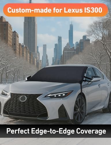 EcoNour Car Snow Cover Compatible for Lexus is 300 | Windshield Cover for Ice and Snow with S-Hook Straps | Heavy-Duty 600D Oxford Winter Car Cover, Waterproof & Anti-Slip