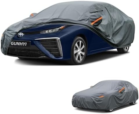 GUNHYI Premium Car Cover Custom Fit Toyota Mirai, 16 Layers Heavy Duty Car Cover Waterproof All Weather with Zipper Door for Sun Rain Snow Dust Uv Protection
