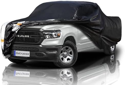 Dodge Ram 1500 Truck Cover Custom Fit 2009-2026 Quad Cab Short Bed(6.1') with Door Zipper, Full Exterior Pickup Truck Cover Waterproof All Weather,Wind Dust Sun and UV Protection.