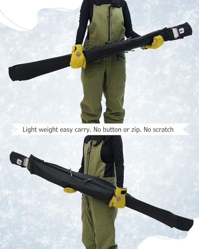MONS Snow Skis Protection Fabric Soft Sleeve Cover Wide Open Easy Pack