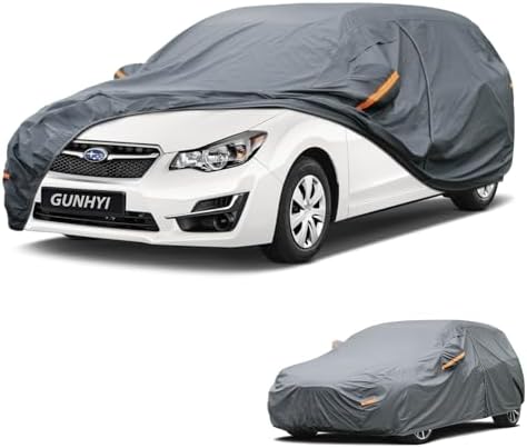 GUNHYI Premium Car Cover Custom Fit Subaru Impreza Hatchback, 16 Layers Heavy Duty Car Cover Waterproof All Weather with Zipper Door for Sun Rain Snow Dust Uv Protection