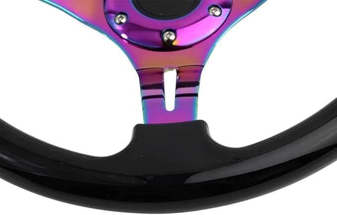 6 bolt Car Racing Steering Wheel Rainbow Neo Chrome frame Spokes Universal Aftermarket Steering Wheel Fit Car and Simulation Pc Game