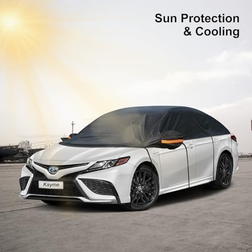 Kayme Half Car Cover Waterproof All Weather for Sedan (UP to 127'')
