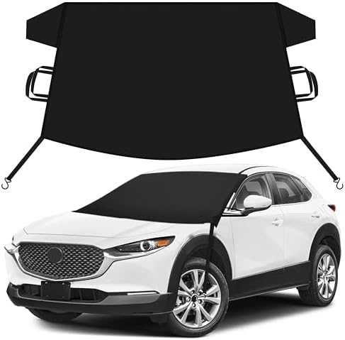 EcoNour Car Snow Cover Compatible for Mazda CX-30 | Windshield Cover for Ice and Snow with S-Hook Straps | Heavy-Duty 600D Oxford Winter Car Cover, Waterproof & Anti-Slip