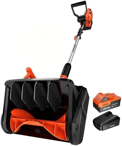 VOLTASK 24V 13-inch Cordless Snow Shovel with Directional Plate, Battery & Quick Charger Included