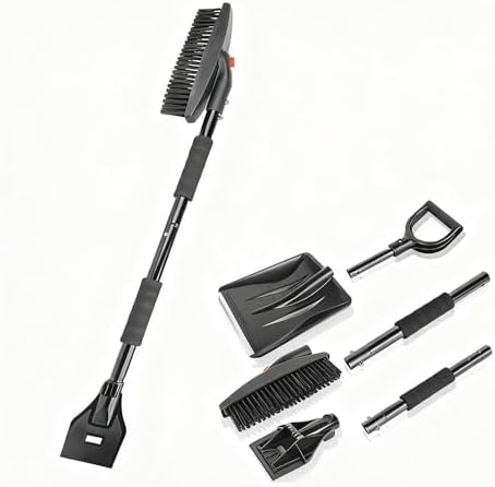 Car Snow Brush Ice Scraper & Snow Shovel for Tesla Cybertruck 2024 3-in-1 Detachable Snow Removal Kit Head Winter Essential Squeegee Snow,Black
