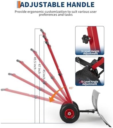 GarveeTech 29x16.5 in Snow Shovel with 7-Position Angled Blade