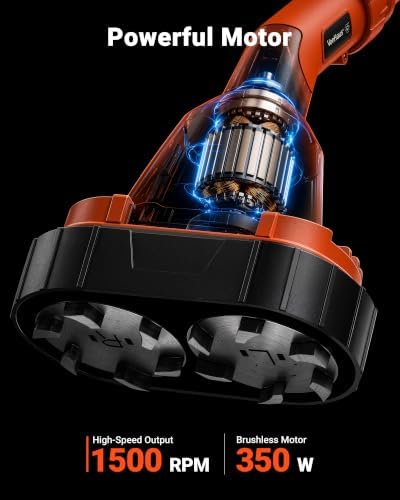 VOLTASK 24V Electric Ice Scraper, 1500RPM High-Speed Windshield Scraper for Ice and Snow, Adjustable Handle, Extension Rod, Dual Cutter Head Ice Scraper for Steps/Sidewalk/Driveway