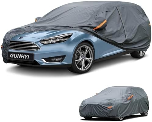 GUNHYI Premium Car Cover Custom Fit Ford Focus Wagon, 16 Layers Heavy Duty Car Cover Waterproof All Weather with Zipper Door for Sun Rain Snow Dust Uv Protection