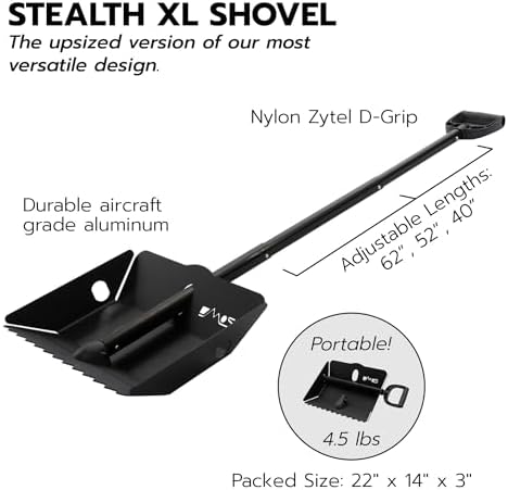 DMOS Stealth Collapsible Snow Shovel - Black/Black - X-Large