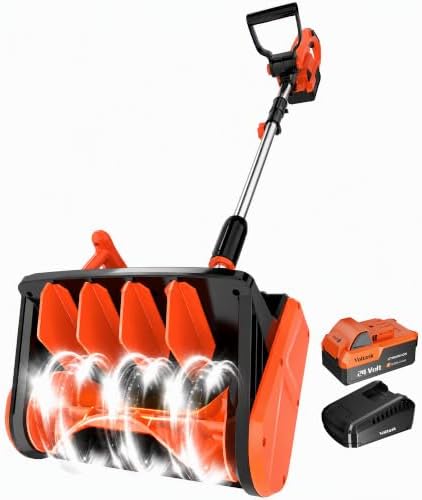 VOLTASK 24V 13-Inch Electric Snow Shovel with Brushless Motor, Orange