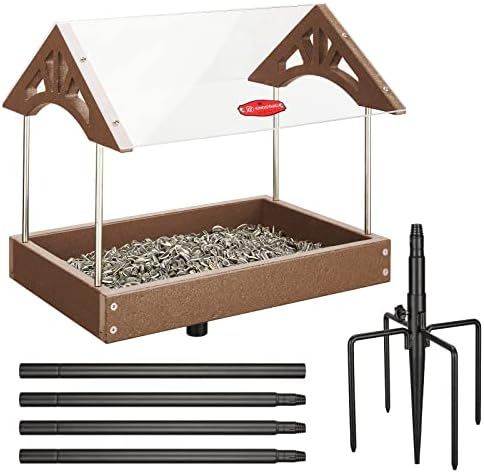 Kingsyard Large Freestanding Platform Bird Feeder for Outside