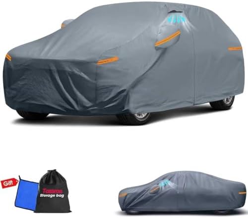 2026 Upgrade Car Cover Waterproof All Weather, Heavy Duty Outdoor Car Cover Universal Fit Sedan Lexus ES350, Tesla Model S, Lincoln MKZ, Toyota Avalon, Jaguar XJ, Ford Taurus, BMW 740i etc.