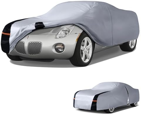 Multi-Layer Car Cover Custom Fit for Pontiac Solstice(2005-2009), 100% Waterproof All Weather for Automobiles, Gift with Towel, Heavy Duty Car Covers for Rain Sun UV Protection with Door Zipper