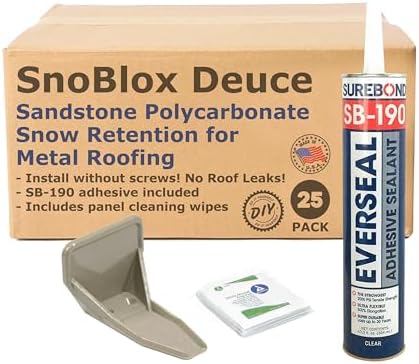 Deuce Snow Guards for Metal Steel Corrugated Roof (25 Pieces with Adhesive) (Sandstone)