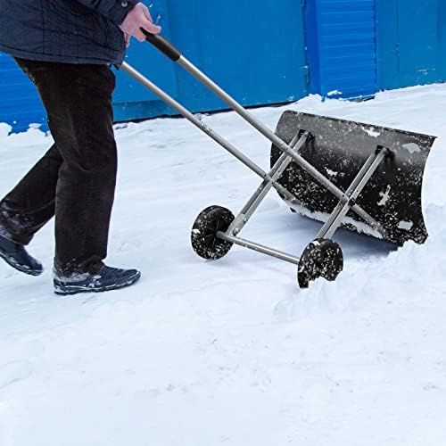 Outvita Snow Shovel with Wheels, 29" Wide 18" Long, Black
