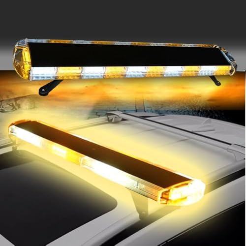 47" 108 LED Light Bar for Car - Amber Strobe Warning Lights With 15 Flashing Modes for Construction, Tow Truck, Rooftop Emergency Vehicles