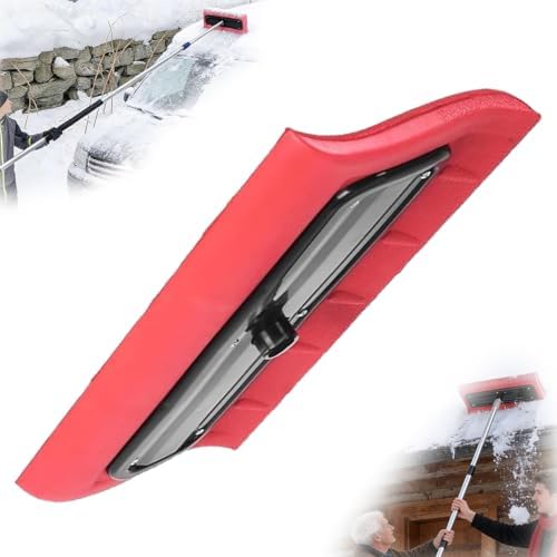Foam Head Roof Snow Rake, Snow Roof Rake Head,S-Shape Extra-Wide 15.7-Inch Scratch-Free Foam Broom Scraper, Snows Foams Broom Scraper Pusher Lightweight No-Scratch Snows Brush for Vehicles (1Pc)