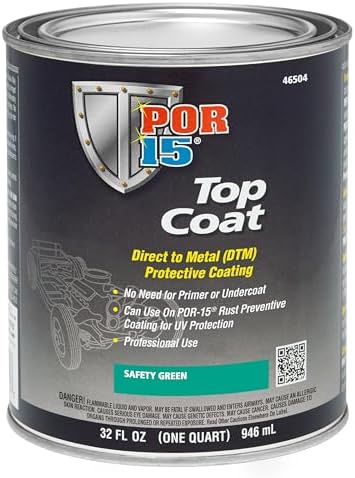 POR-15 Top Coat Paint, Direct to Metal Paint, Long-term Sheen and Color Retention, 32 Fluid Ounces, Safety Green
